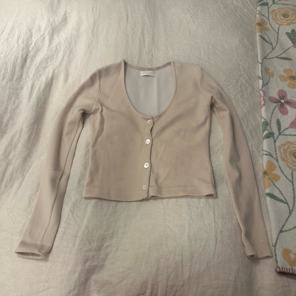 John Elliot Button Up Creme Cardigan Top